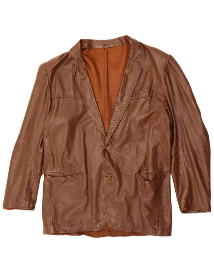 Vintage Herren 2-Knopf-Lederblazerjacke UK 40 Large Braun