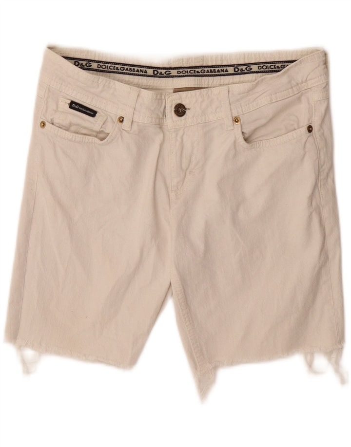 DOLCE & GABBANA Womens Denim Shorts W28 Medium  Off White Cotton Vintage Dolce & Gabbana and Second-Hand Dolce & Gabbana from Messina Hembry 