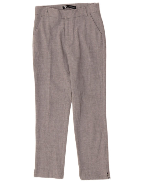 Zara Damen Gerade Chinohose XS W24 L26 Grau