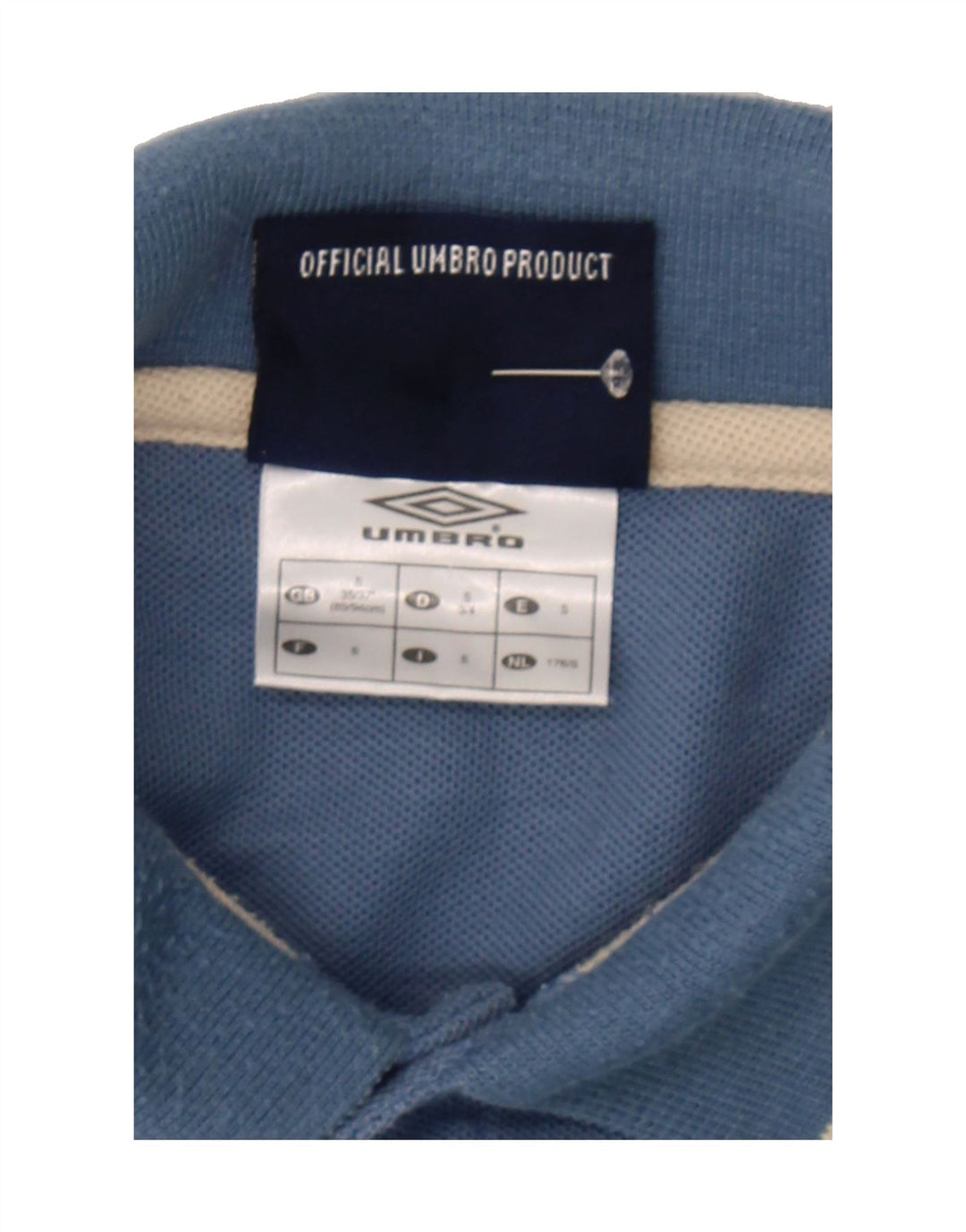 UMBRO Mens Polo Shirt UK 35/37 Small Blue Cotton Vintage Umbro and Second-Hand Umbro from Messina Hembry 