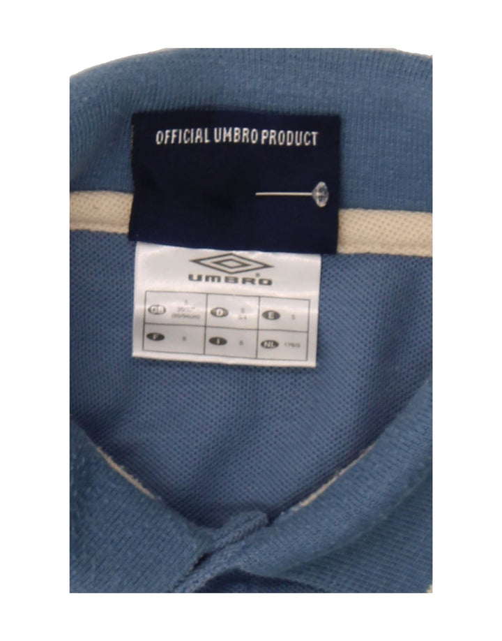 UMBRO Mens Polo Shirt UK 35/37 Small Blue Cotton Vintage Umbro and Second-Hand Umbro from Messina Hembry 