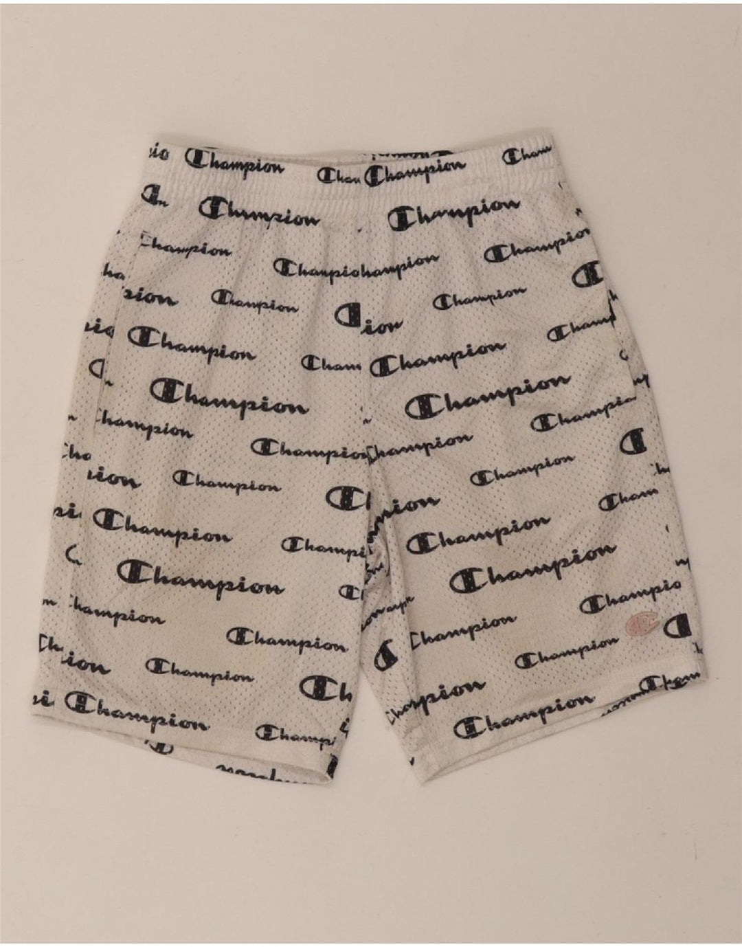 CHAMPION Boys Graphic Sport Shorts 9-10 Years Medium White Polyester Vintage Champion and Second-Hand Champion from Messina Hembry 