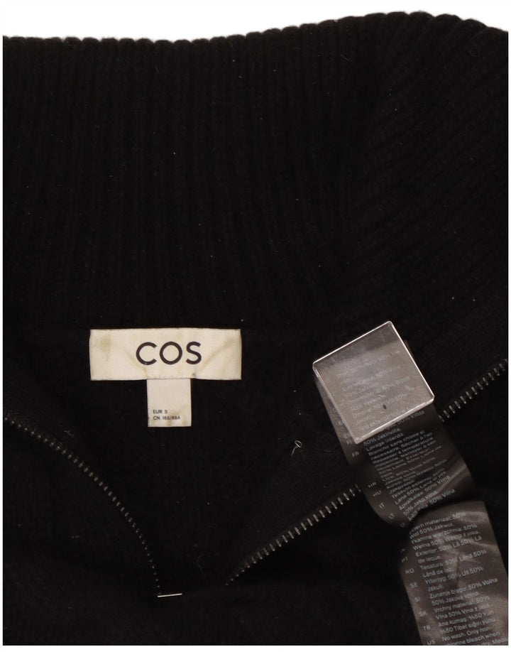 Cos Womens Crop Oversized Cardigan Pullover UK 10 Small Schwarze Wolle