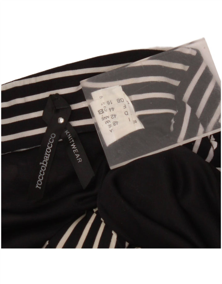 ROCCOBAROCCO Damen Midirock UK 16 Large Schwarz gefleckte Viskose