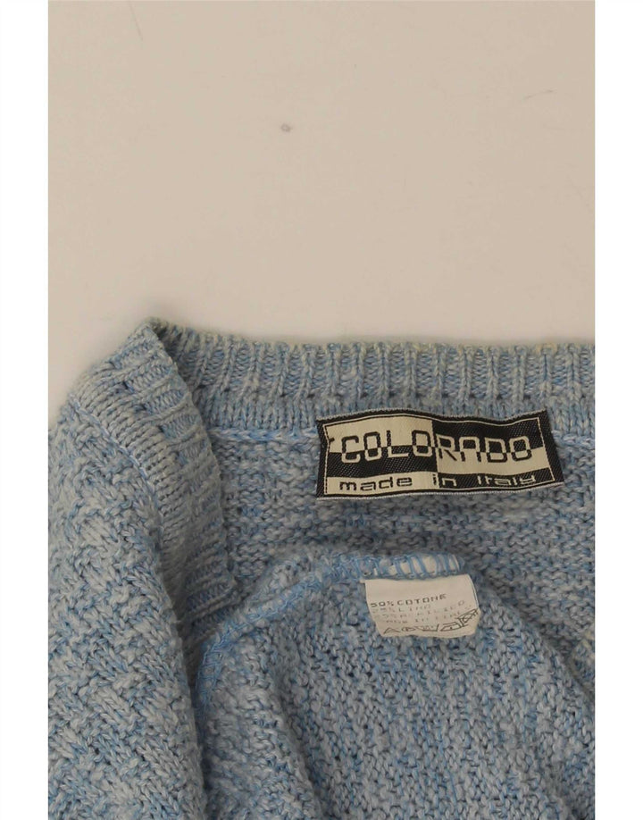 Colorado Herren-Pullover mit V-Ausschnitt, mittelblau gesprenkelte Baumwolle