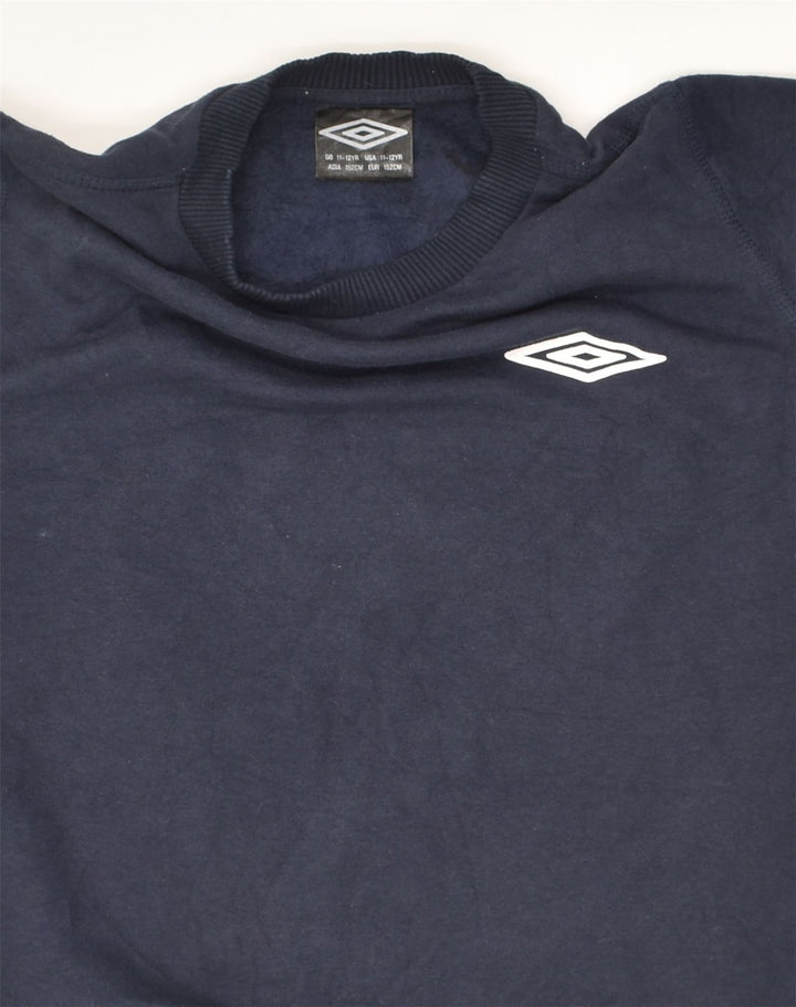 UMBRO Boys Sweatshirt Jumper 11-12 Years Navy Blue Cotton | Vintage Umbro | Thrift | Second-Hand Umbro | Used Clothing | Messina Hembry 