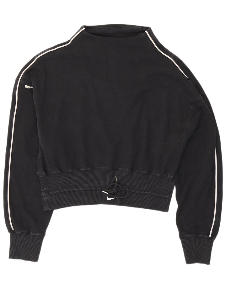 Nike Damen-Sweatshirt-Pullover UK 14 Mittelschwarze Baumwolle