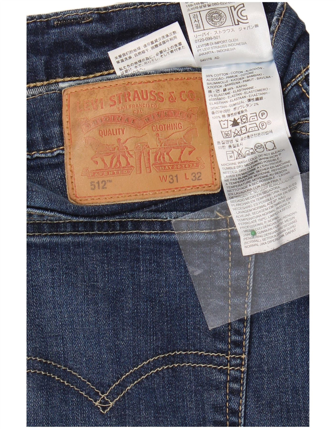 LEVI'S Herren 512 Tapered Slim Jeans W31 L32 Blau