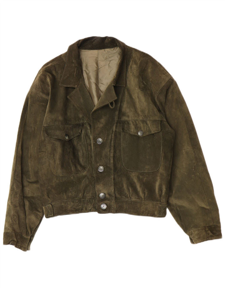 Penelope Damen Wildlederjacke IT 48 XL Khaki Leder