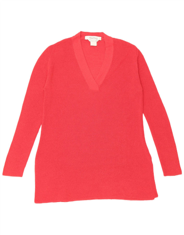 Max Mara Damen-Pullover mit V-Ausschnitt, Gr. 12, Mittelrot