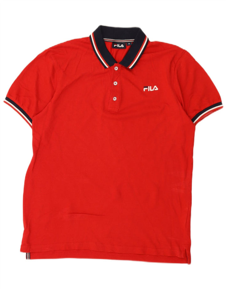 Fila Herren-Poloshirt aus mittelroter Colourblock-Baumwolle