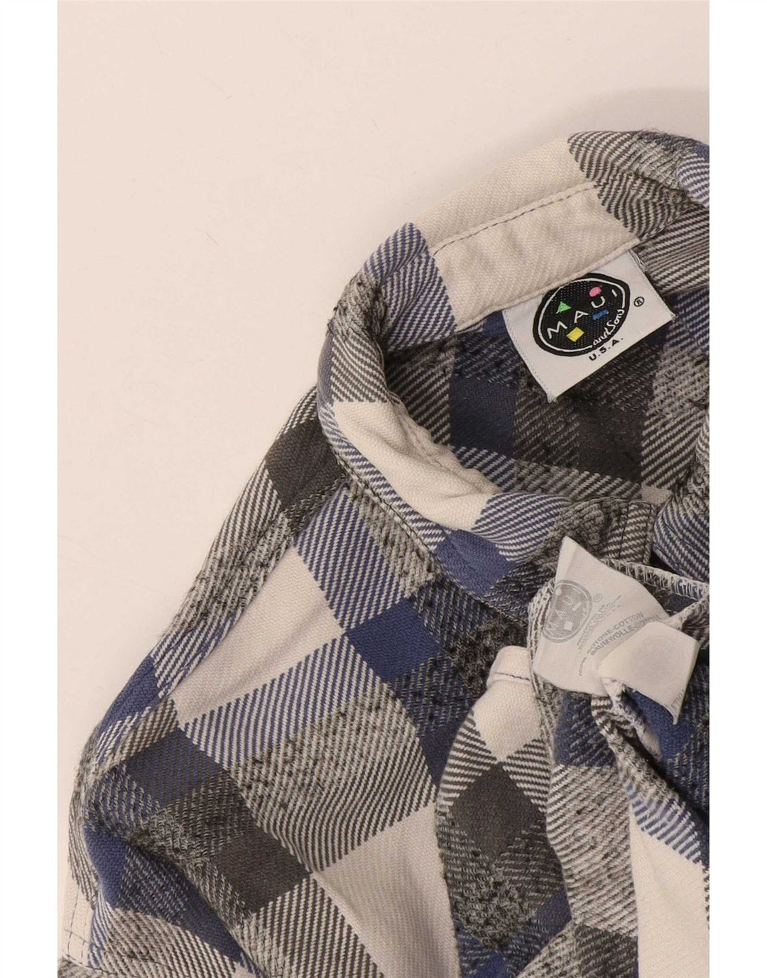 Maui and Sons Herren-Flanellhemd aus mittelblau karierter Baumwolle