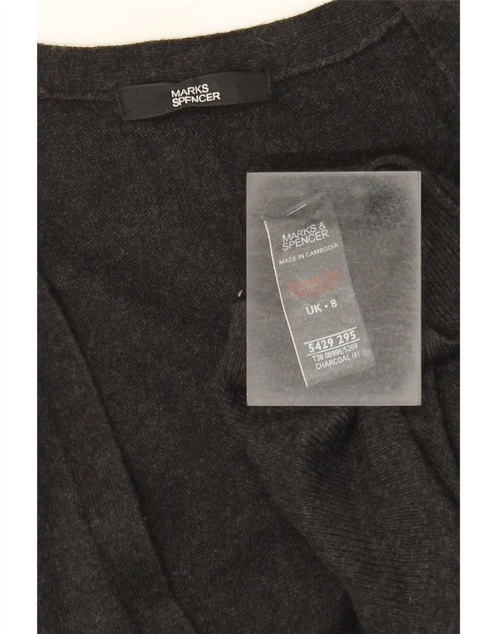 Marks & Spencer Damen Longline-Cardigan-Pullover UK 8 Small Graue Viskose