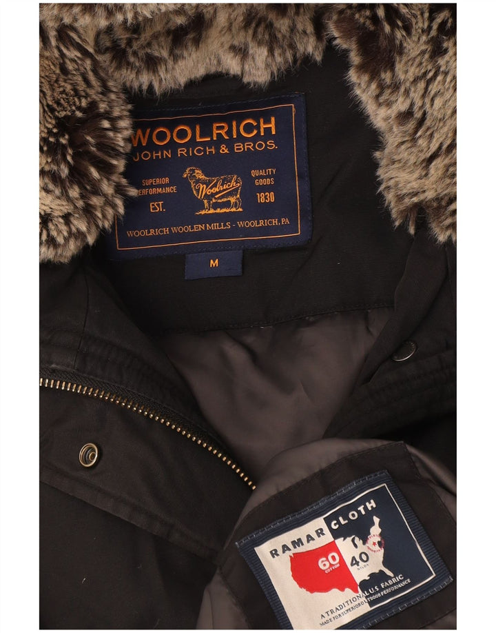Woolrich Wattierte Damenjacke mit Kapuze, UK 14, mittelschwarze Baumwolle