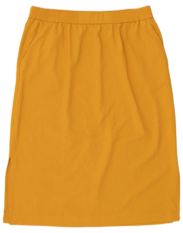 Marks & Spencer Damen gerader Rock UK 16 Large W34 Gelb Polyester