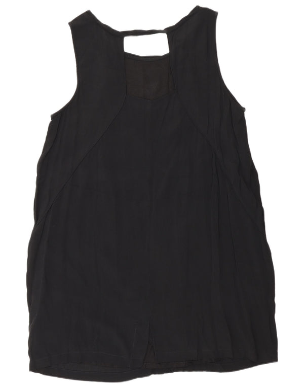 Monsoon Damen ärmelloses Etuikleid UL 16 Large Schwarz geblümte Viskose