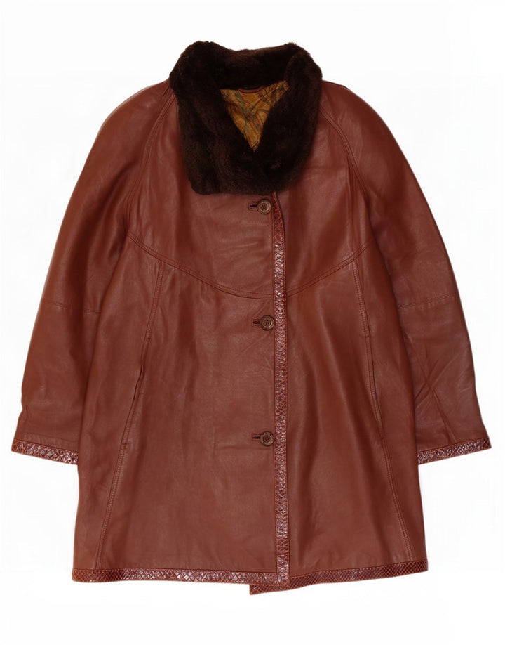 Vinci Damen Ledermantel UK 14 Mittelbraun