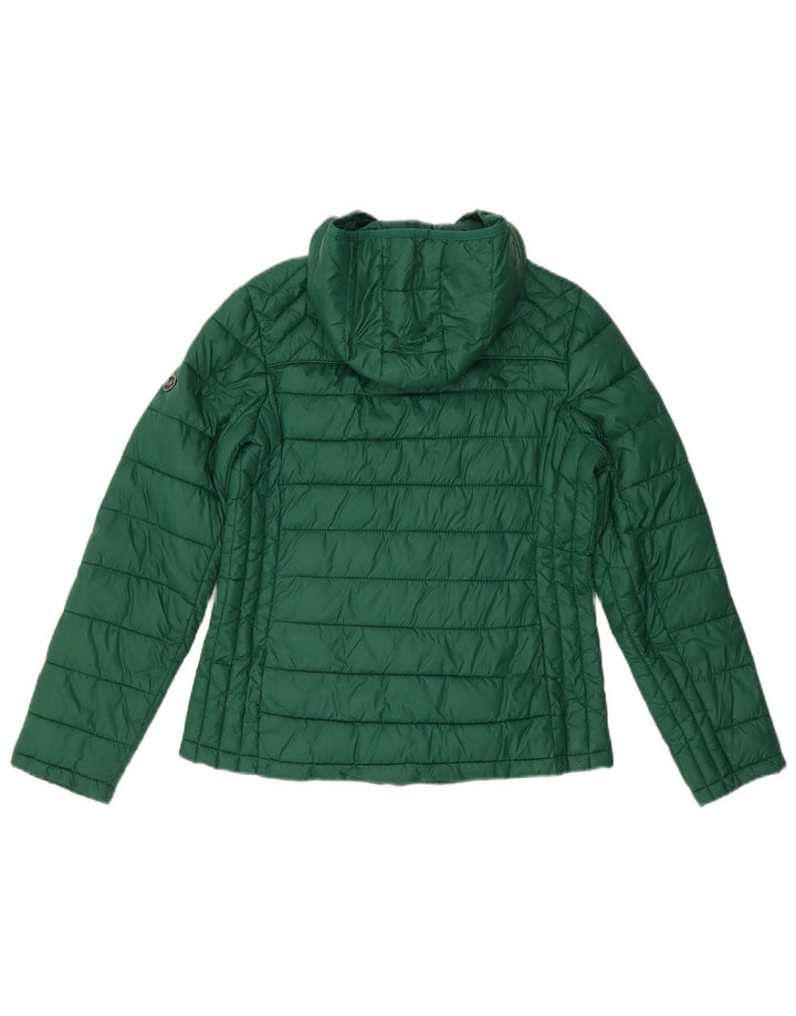 Michael Kors Wattierte Damenjacke mit Kapuze, UK 14, mittelgrünes Nylon