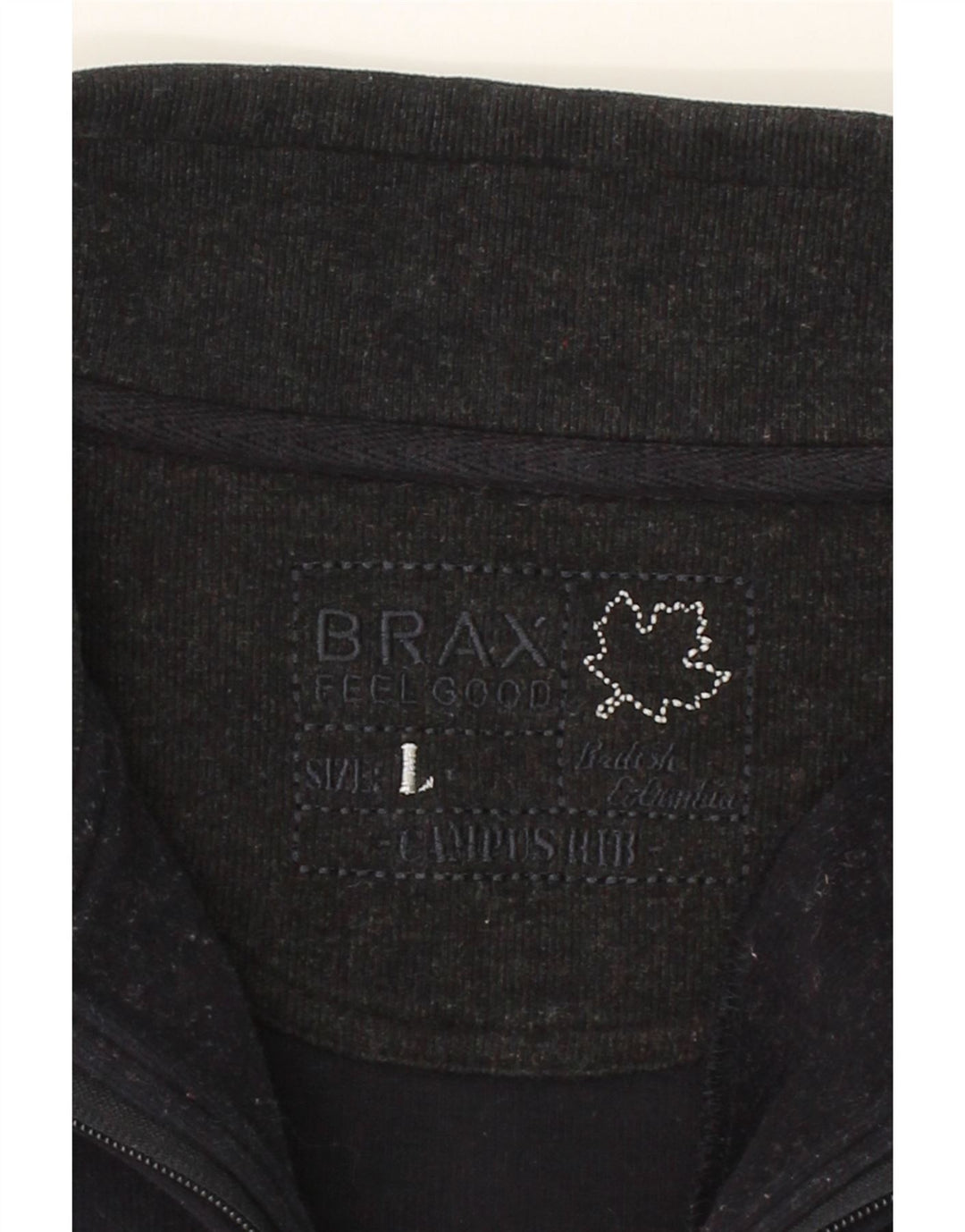BRAX Mens Zip Neck Sweatshirt Jumper Large Black Polyester Vintage Brax and Second-Hand Brax from Messina Hembry 