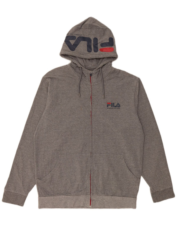 Fila Herren Graphic Zip Hoodie Pullover 2XL Grau Baumwolle