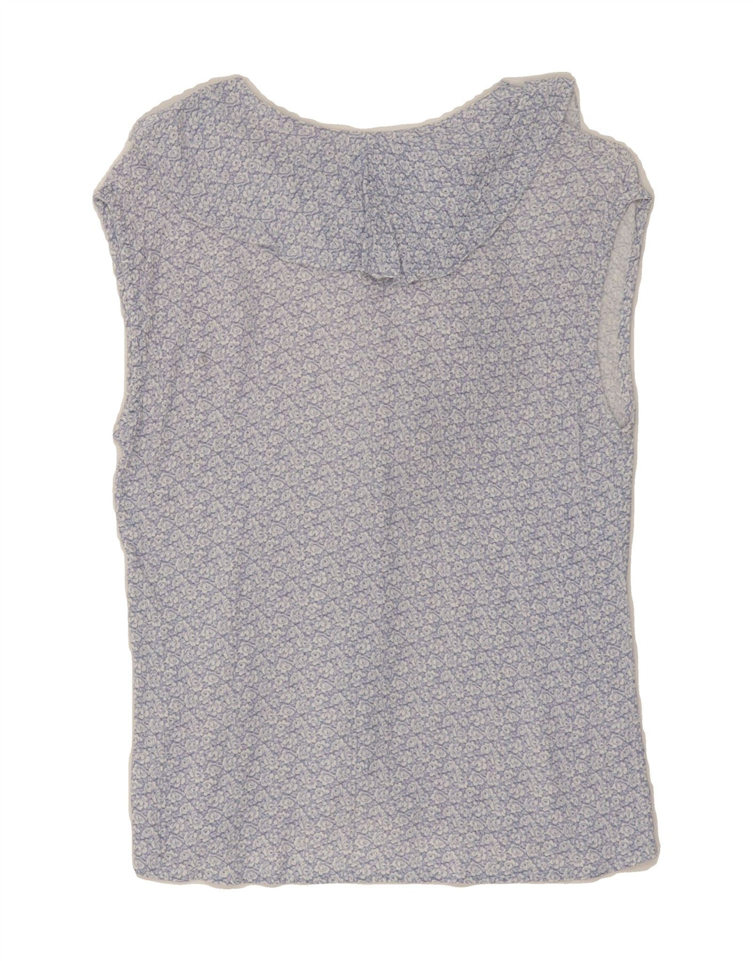 BENETTON Womens Ruffle Front Shirt Blouse UK 10 Small Blue Floral Vintage Benetton and Second-Hand Benetton from Messina Hembry 