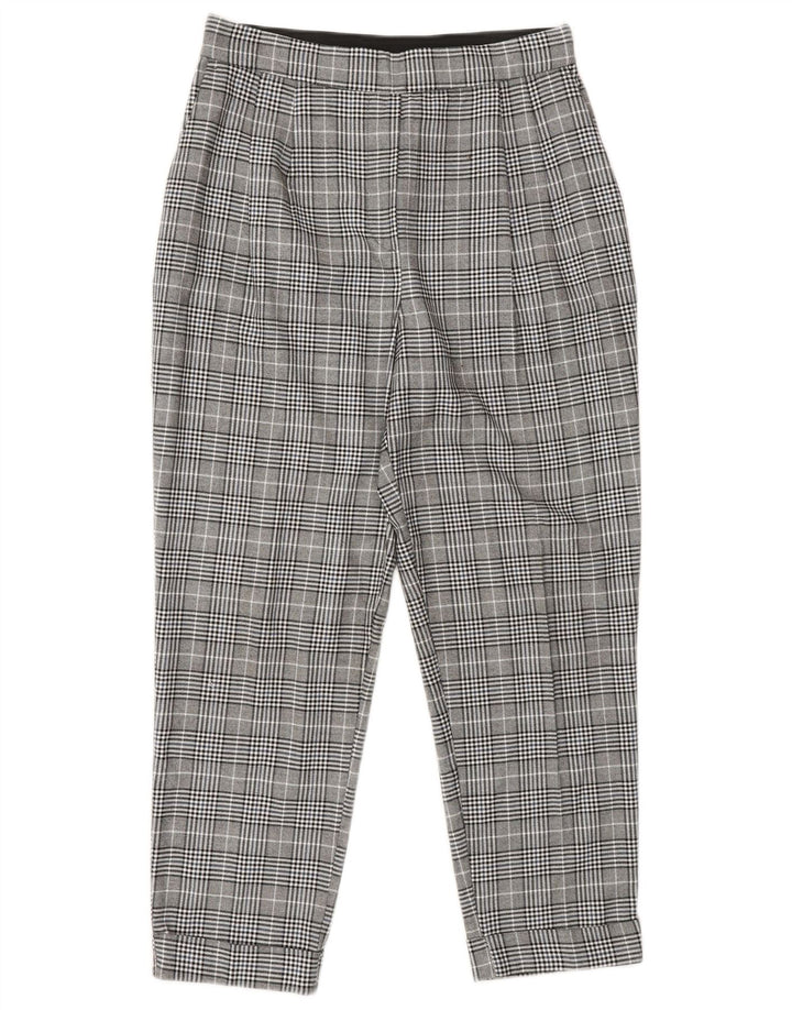 Zara Damen Tapered Chino-Hose, klein, W27, L25, grau kariertes Polyester