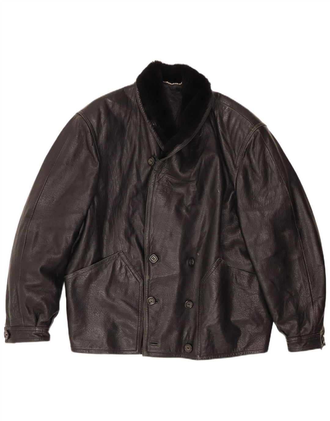 Fibok Herren Lederjacke IT 54 2XL Schwarzes Leder