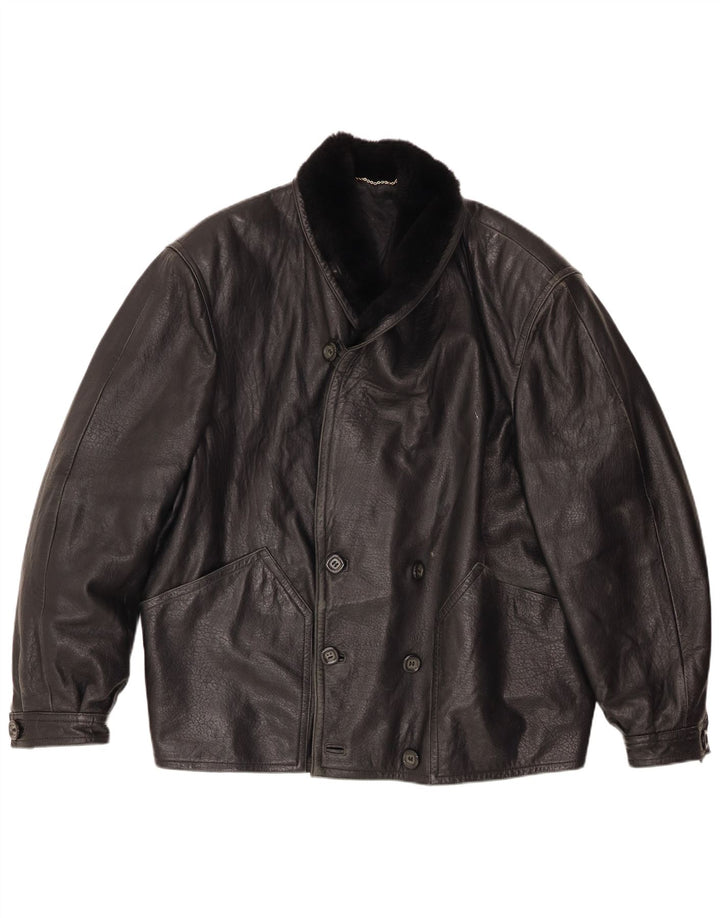 Fibok Herren Lederjacke IT 54 2XL Schwarzes Leder