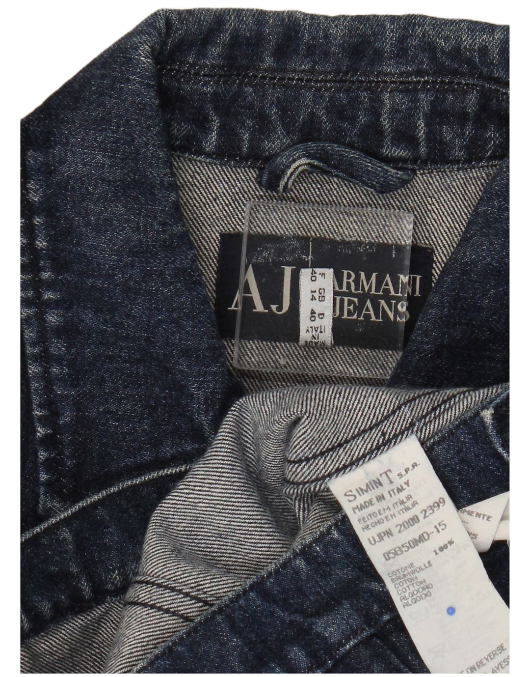 ARMANI JEANS Damen Crop Denim Jacke UK 14 Mittelmarineblaue Baumwolle