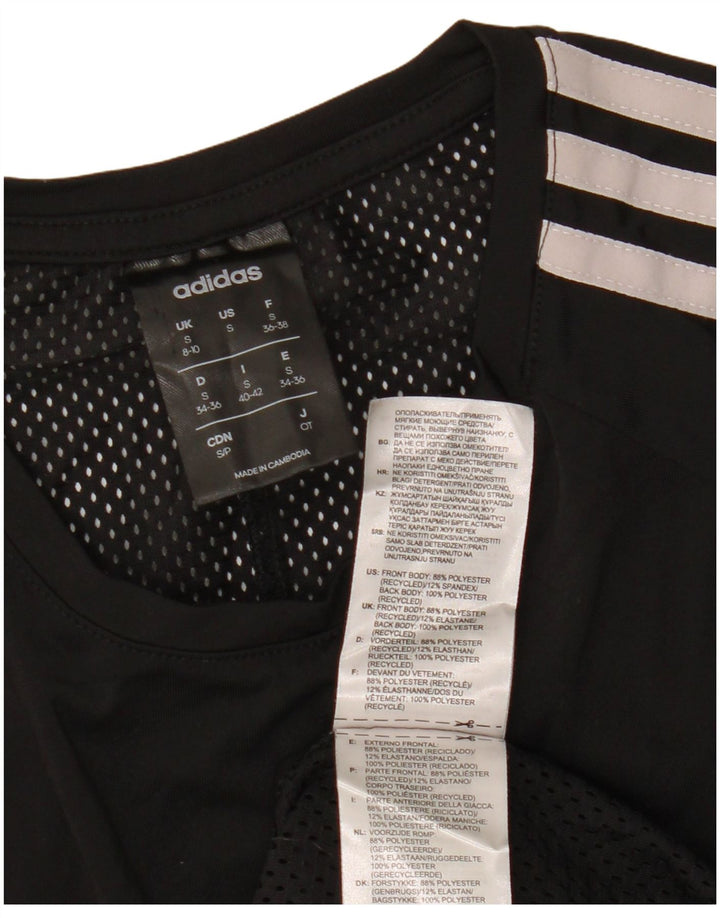 ADIDAS Damen Climalite T-Shirt Top UK 8/10 Small Schwarz Polyester