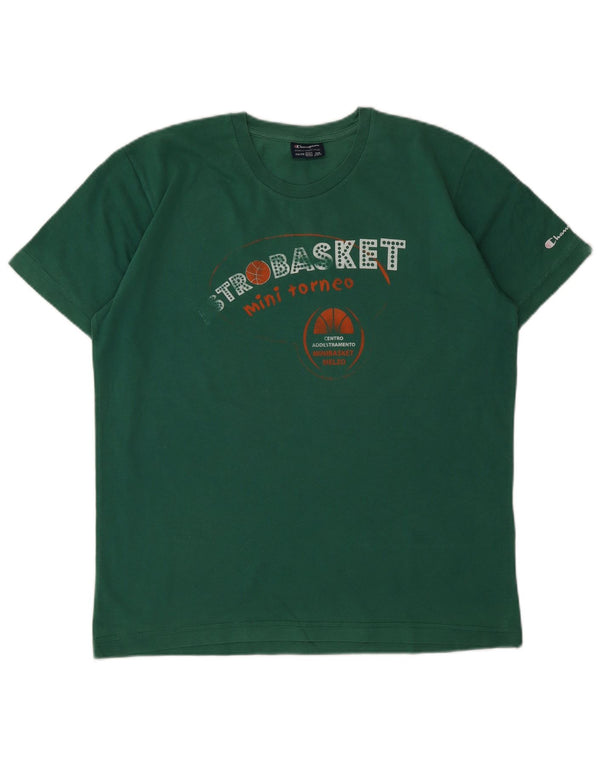 Champion T-Shirt mit Grafik für Jungen, 15–16 Jahre, 2XL, grüne Baumwolle