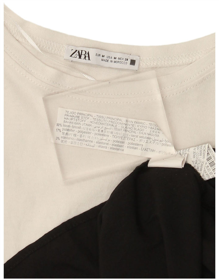 Zara Damen-Oversize-Oberteil mit langen Ärmeln, UK 14, Mittelweiß, Farbblock
