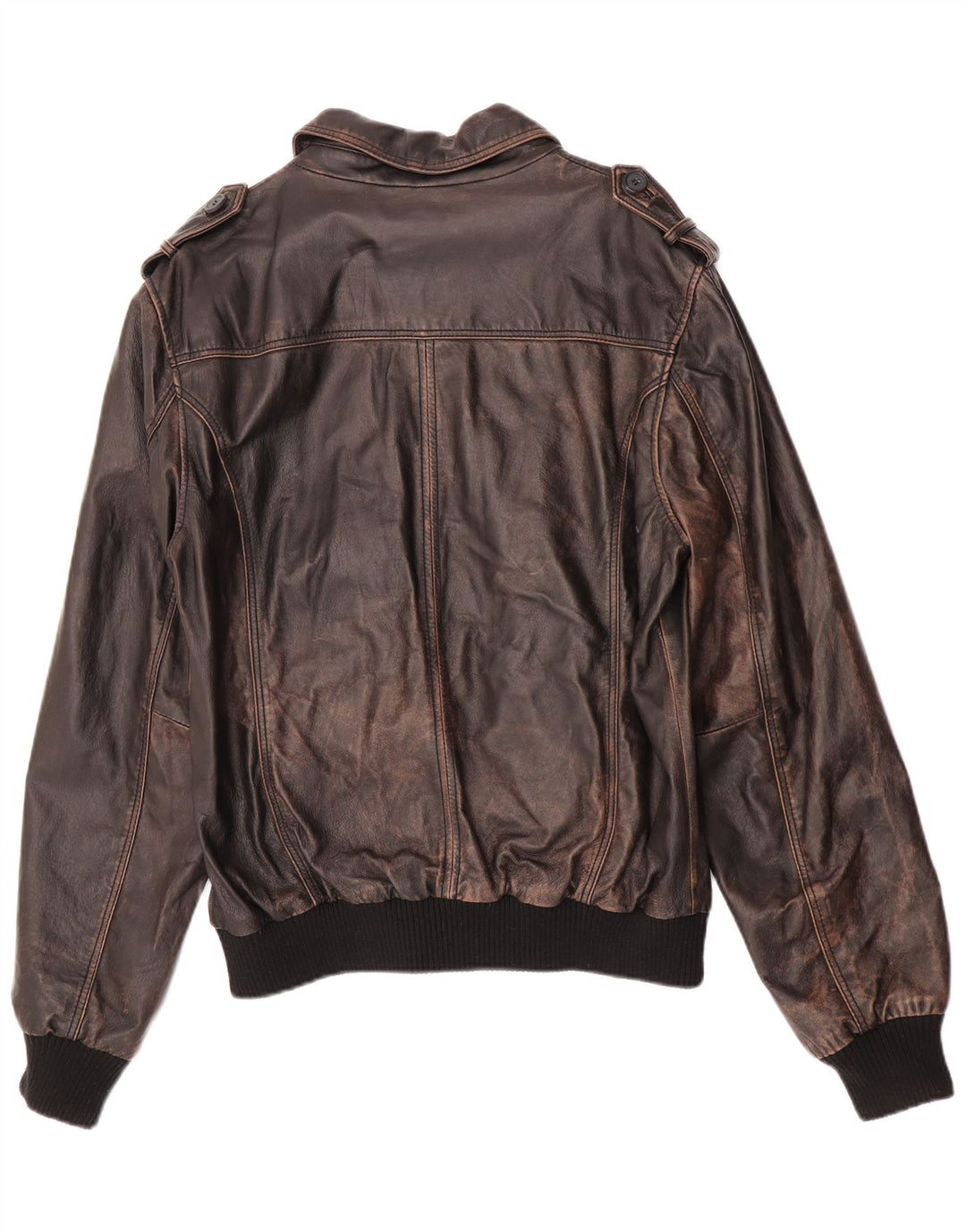 GENIESSEN Sie Herren-Militärlederjacke UK 42 XL aus braunem Leder