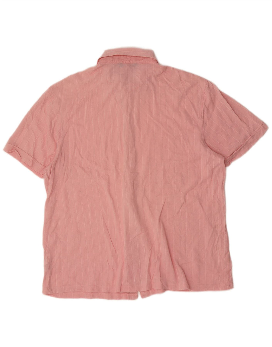 MARKS & SPENCER Mens Autograph Short Sleeve Shirt Large Pink Striped