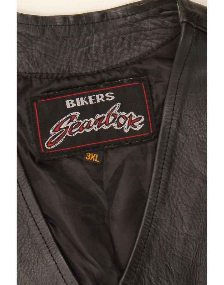 Vintage Herren Biker Lederweste 3XL Schwarz