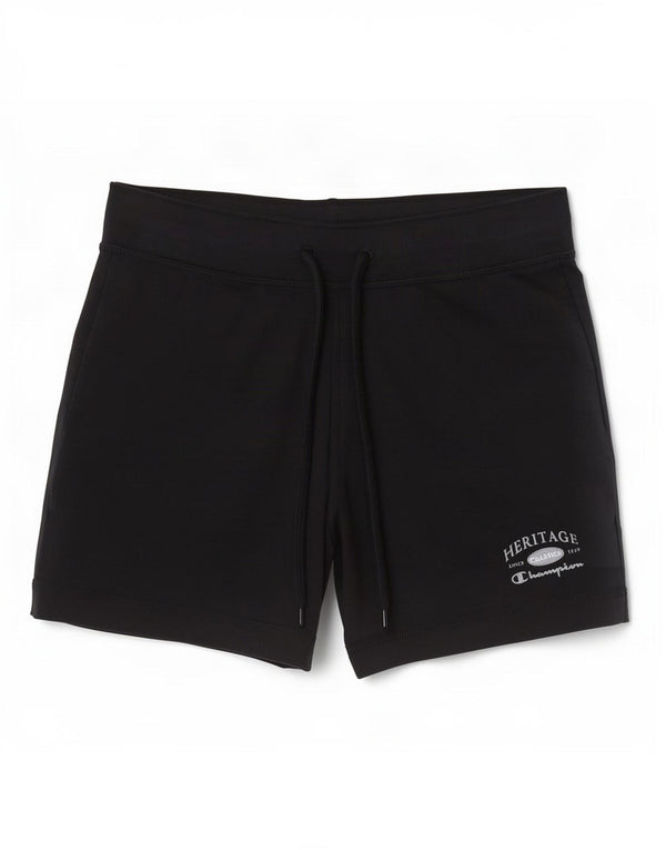 Champion Womens Heritage Sport Shorts UK 10 Small Schwarz Baumwolle
