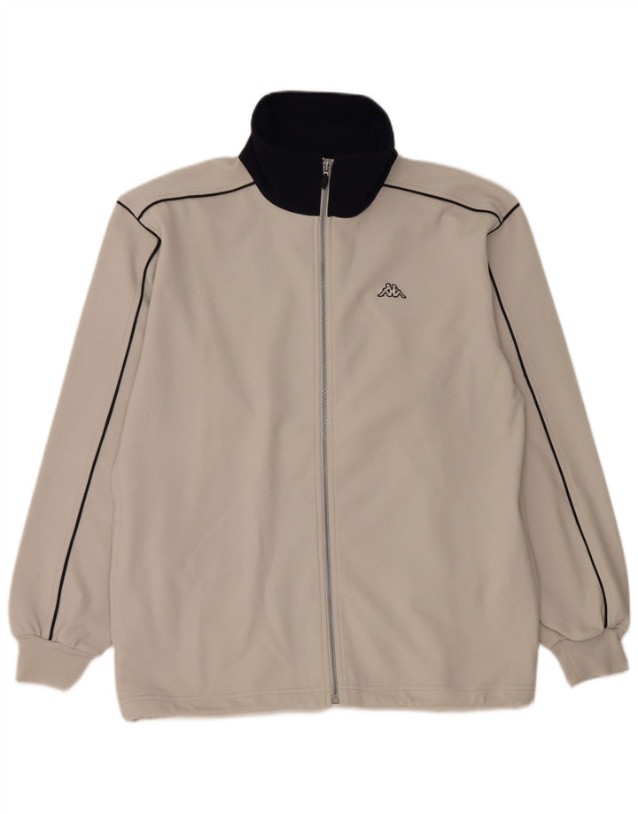Kappa Herren-Trainingsanzug-Top-Jacke, großes graues Farbblock-Polyester
