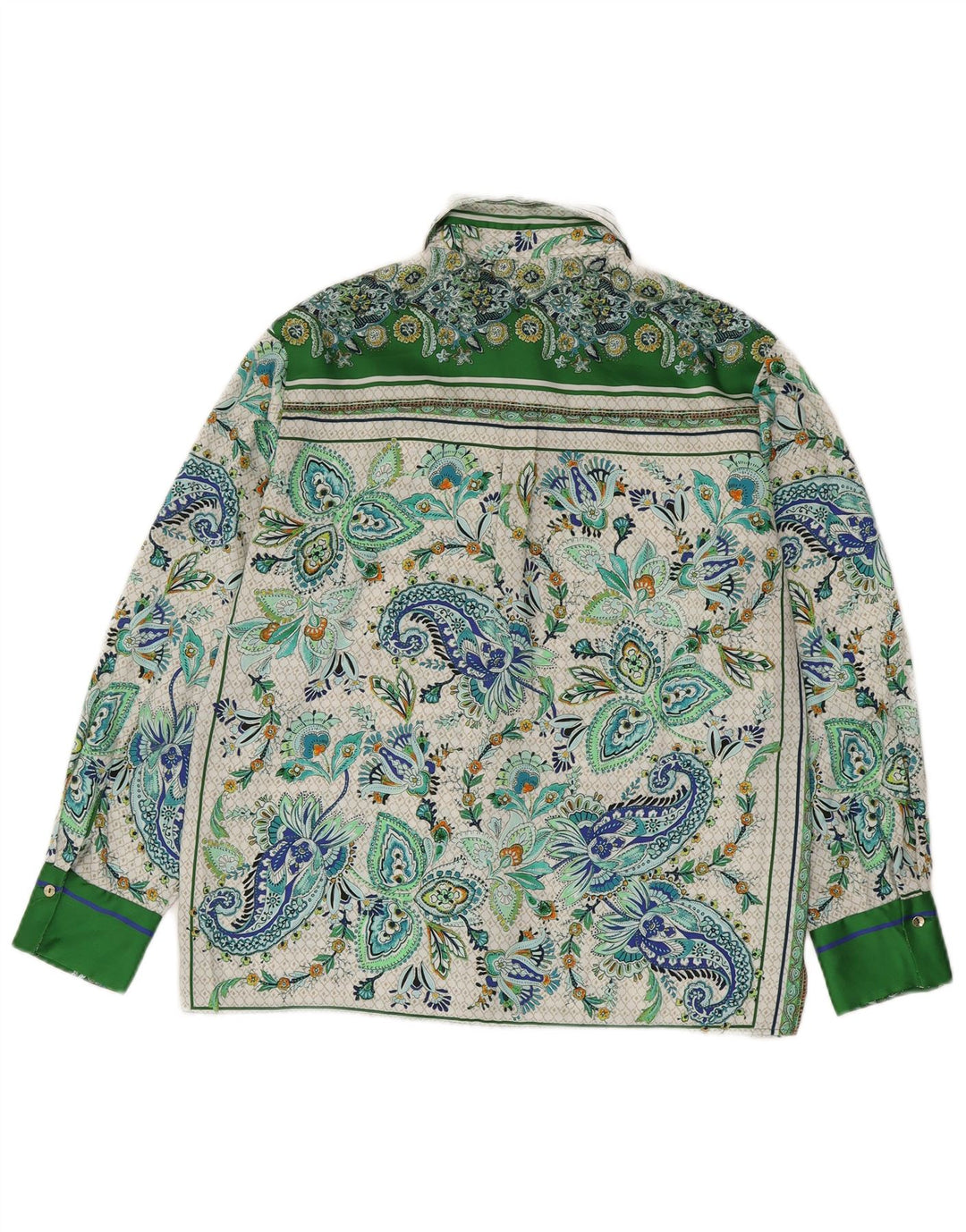 ZARA Damen Hemdbluse UK 14 Mittelgrünes Paisley-Polyester