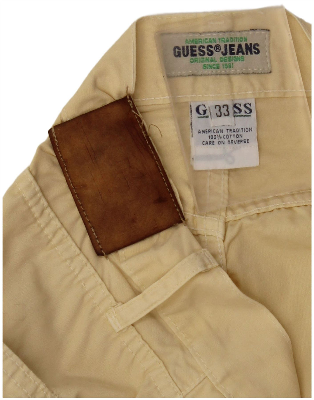 GUESS Herren gerade Freizeithose W33 L32 gelbe Baumwolle