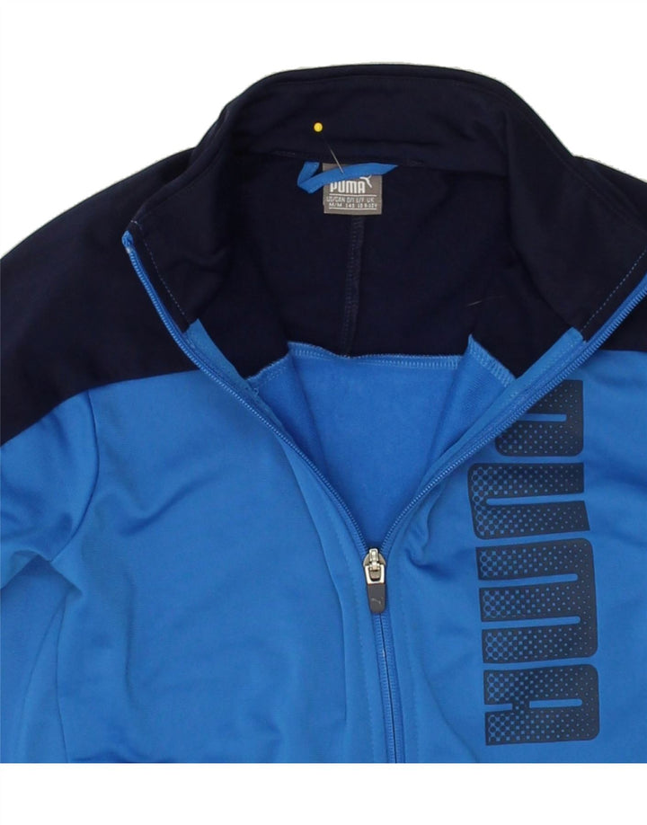 PUMA Boys Graphic Tracksuit Top Jacket 9-10 Years Blue Colourblock Vintage Puma and Second-Hand Puma from Messina Hembry 