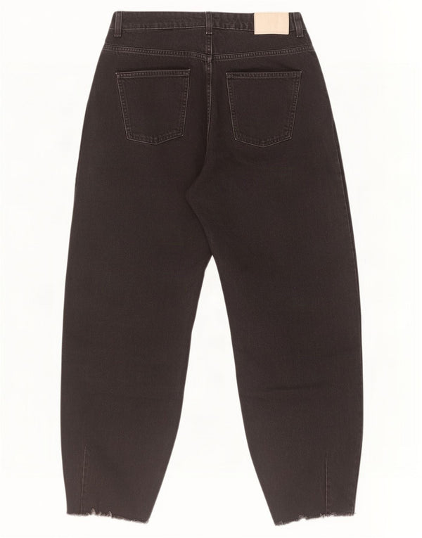 Zara Womens High Waist Tapered Jeans EU 40 Medium W30 L27 Black Cotton