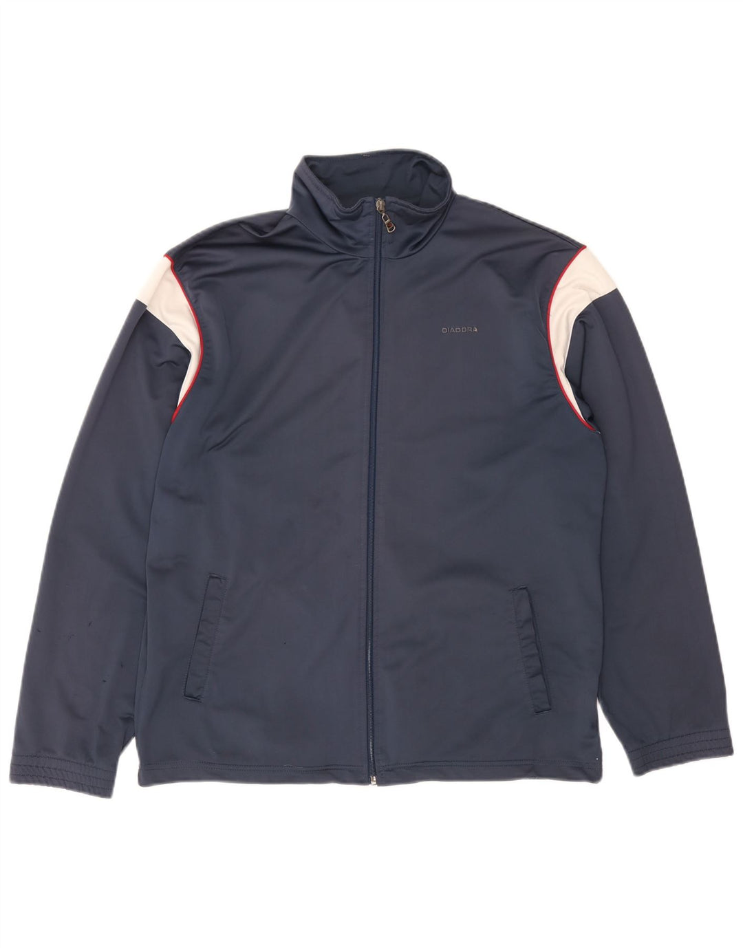 Diadora Herren-Trainingsanzug-Top-Jacke, UK 40, mittleres Marineblau, Farbblock
