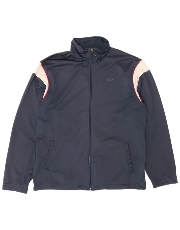 Diadora Herren-Trainingsanzug-Top-Jacke, UK 40, mittleres Marineblau, Farbblock