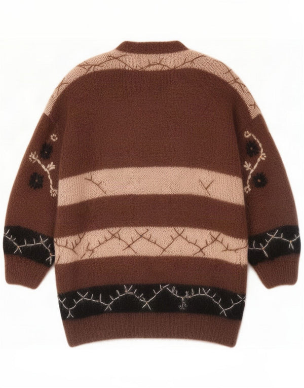 Vintage Damen-Strickjacke, handgefertigt, Größe 46/48, groß, braun, Neuheit