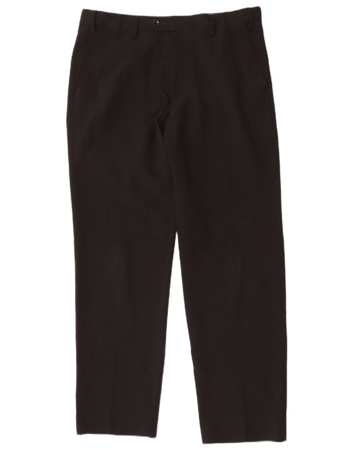 Marks & Spencer Herren-Anzughose, gerade, normal, W34, L31, Schwarz, Polyester