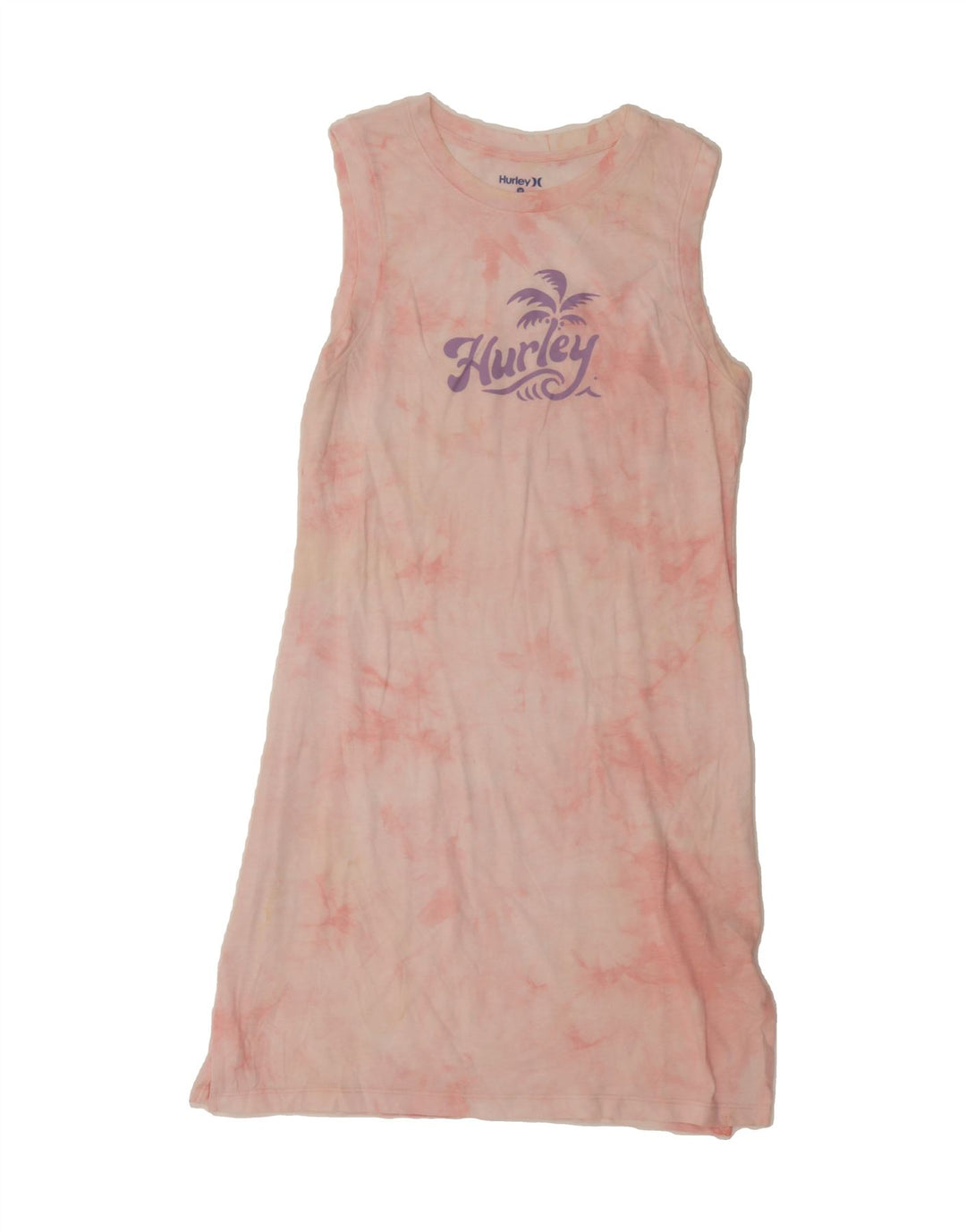 HURLEY Womens Graphic Sleeveless T-Shirt Dress UK 12 Medium Pink Tie Dye Vintage Hurley and Second-Hand Hurley from Messina Hembry 
