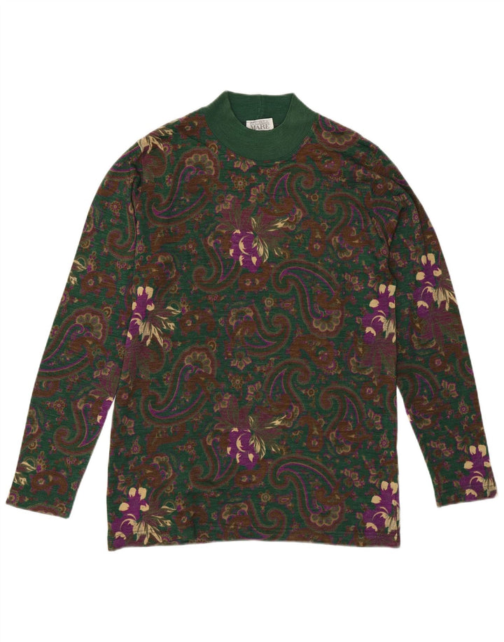 Rollkragenpullover für Damen von Andrea Mare, Gr. 14, mittelgrün, Paisleymuster