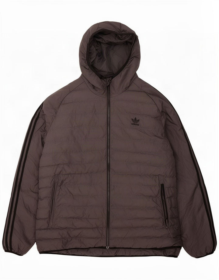 Adidas Herren Kapuzenjacke, gepolstert, UK 42, XL, grau, Polyester