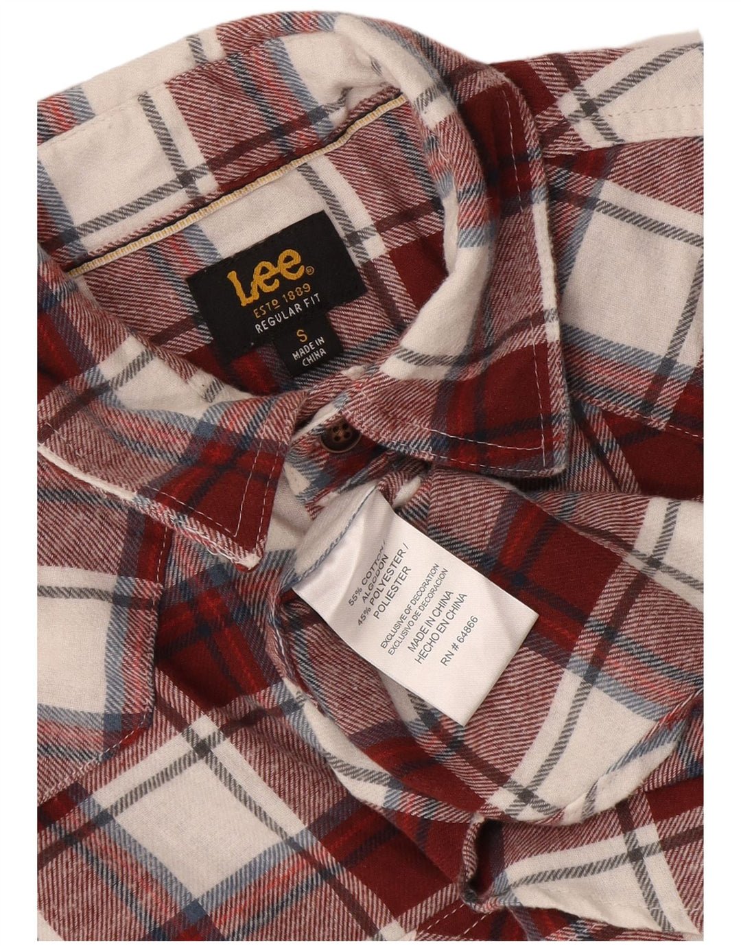 Lee Herren-Flanellhemd mit normaler Passform, klein, Burgunderrot, kariert, Baumwolle