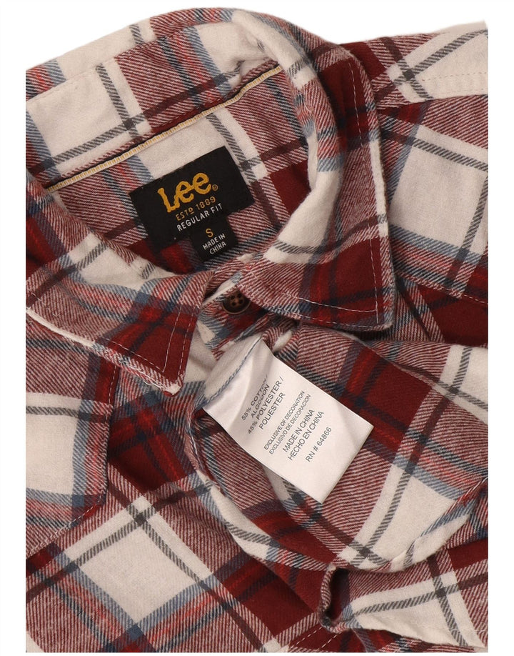 Lee Herren-Flanellhemd mit normaler Passform, klein, Burgunderrot, kariert, Baumwolle